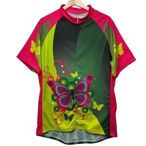ScudoPro Fluttery Butterfly Short Sleeve Cycling Jersey Women's Sz 3X Colorful